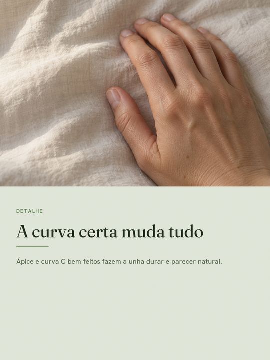 Post A curva certa muda tudo, com dedos sobre linho.